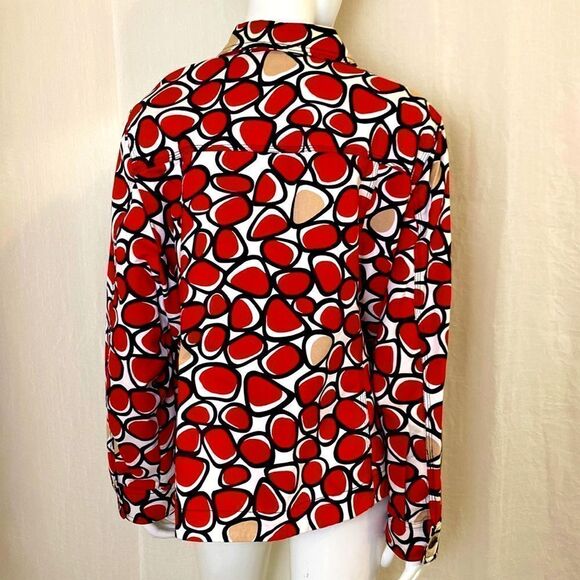 Ruby Road Denim Jacket Red, Black, White and Tan Print Size 18W - Picture 2 of 10